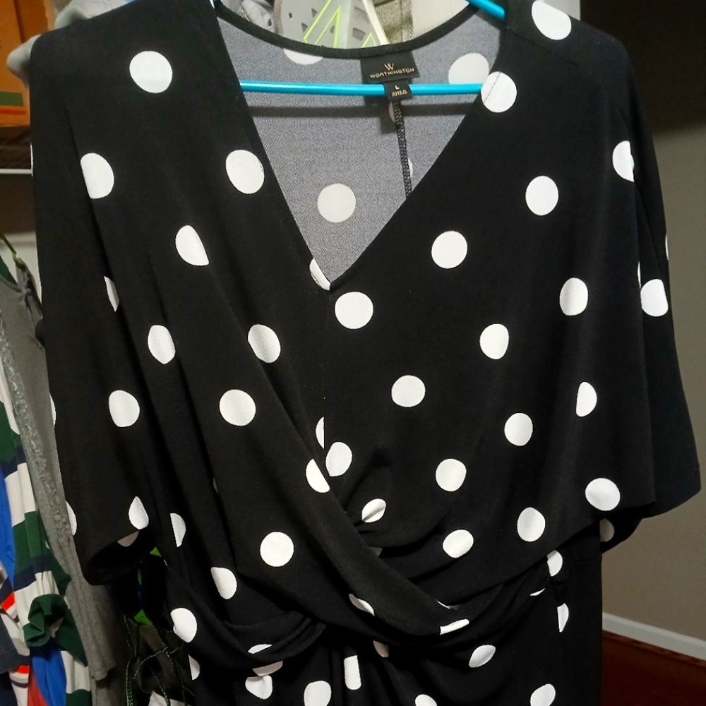 Black dress white dpots